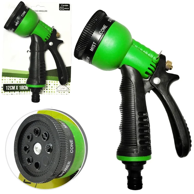 Esguicho para mangueira com jato 7 funções + conector curto E trava cosy