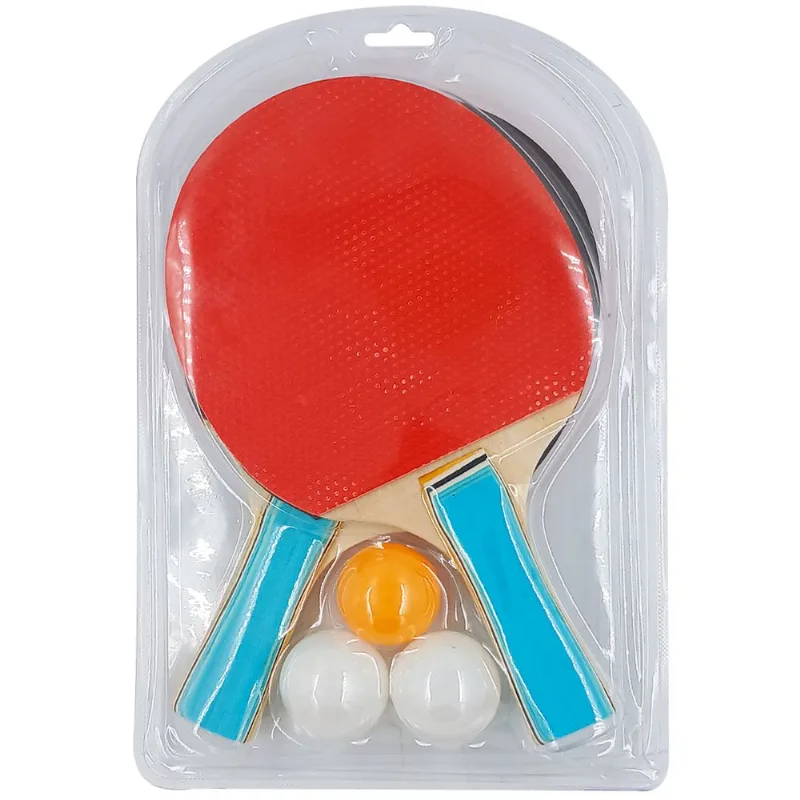 Jogo de Ping Pong C/ Raquete + Bolinhas 5 Peças em Madeira Fu Xing