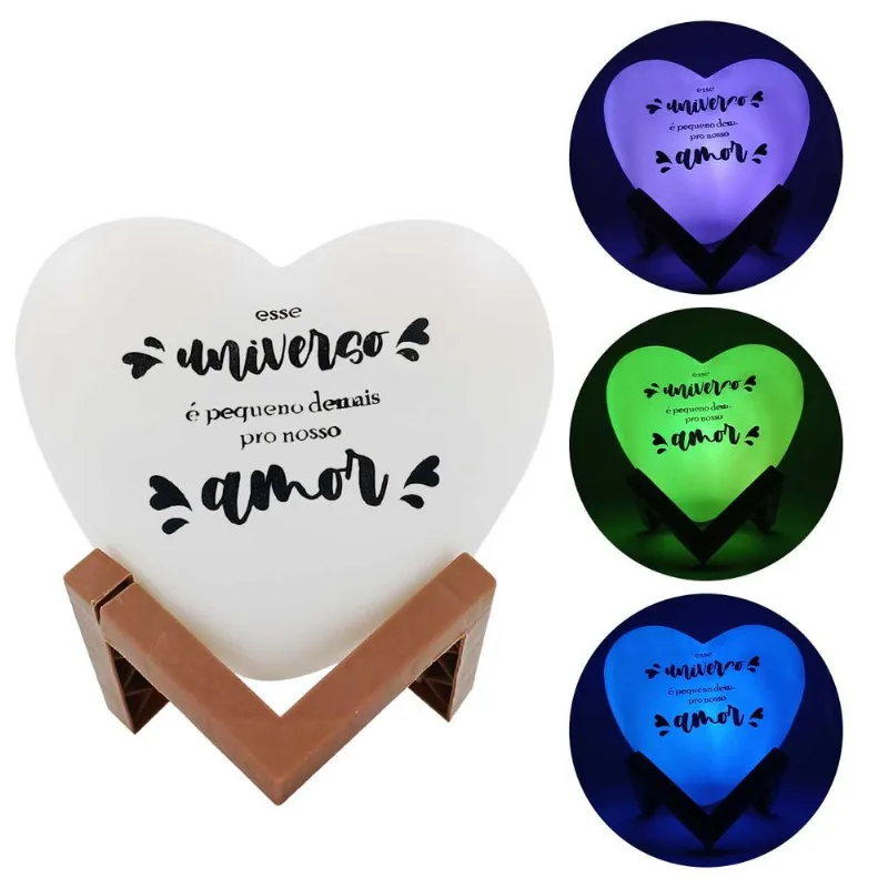 Luminária Coração Decorativa 11cm em Plástico Fu Xing-Modelo 1Universo Amor