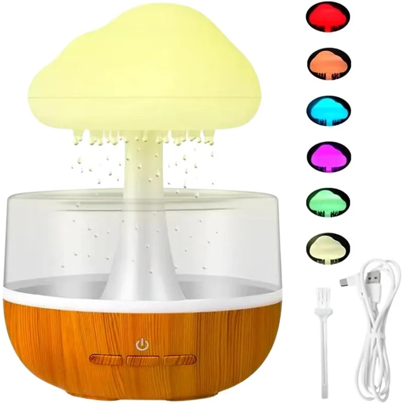 Umidificador Difusor de Ar Portátil Nuvem de Chuva Colorido Lâmpada de Atmosfera do Sono Luz Noturna com Cabo Usb Cozy