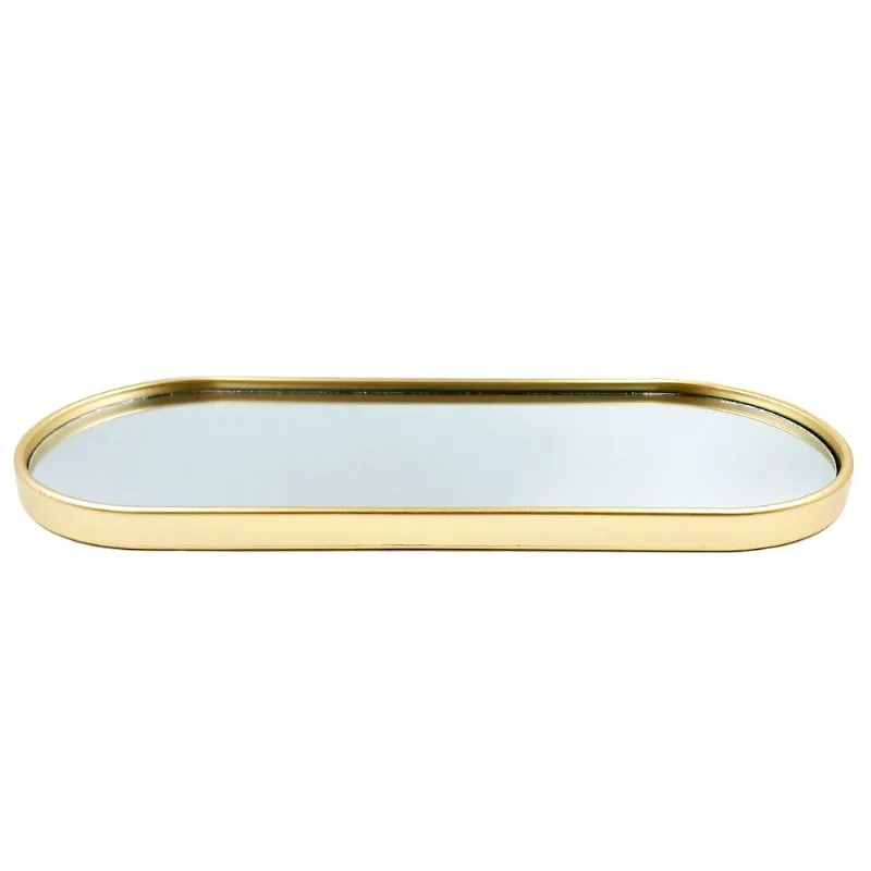 Bandeja Espelhada Oval 29,5x11,7cm em Plástico Fu Xing-Dourado
