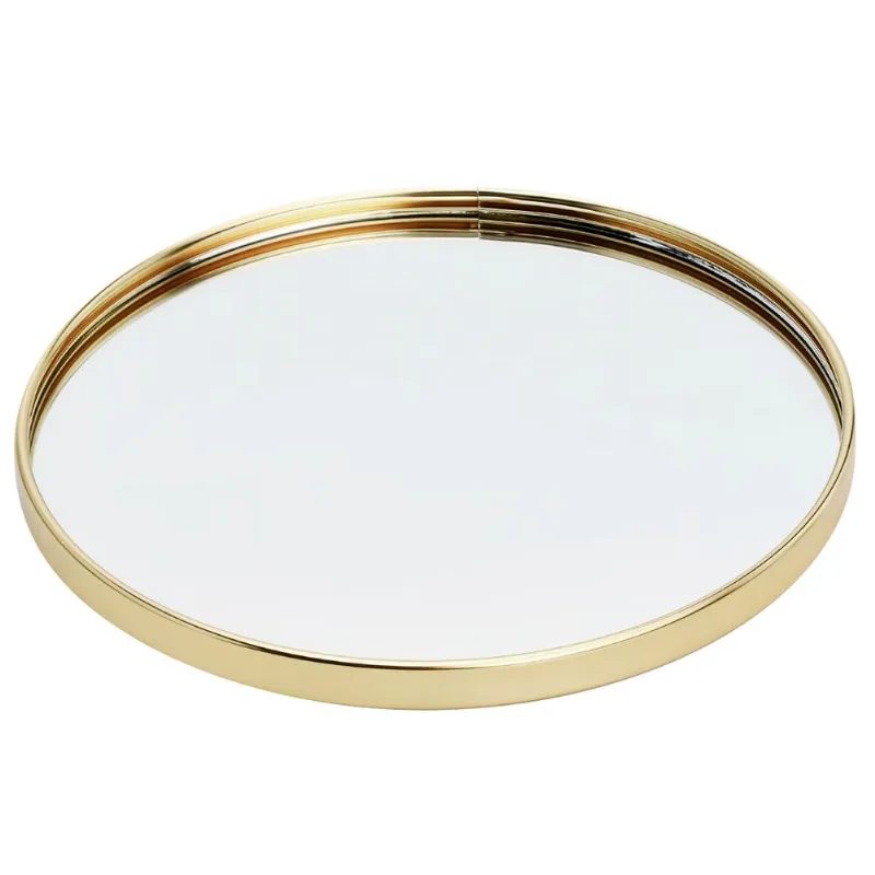 Bandeja Espelhada Redonda 19,7cm em Plástico Fu Xing-Dourado