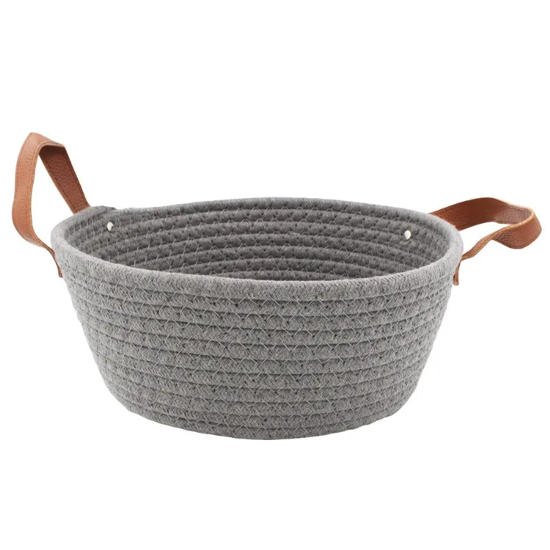 Cesto Organizador C/ Alça 26cm em Algodão Fu Xing-Cinza