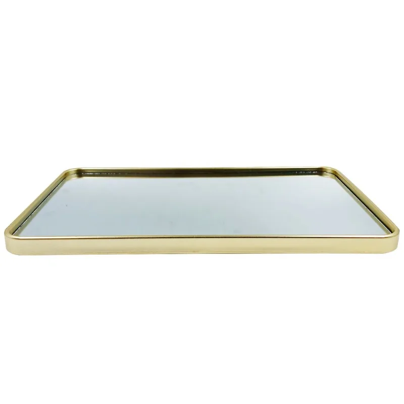 Bandeja Espelhada Retangular 29,5x19,5cm em Plástico Fu Xing-Dourado