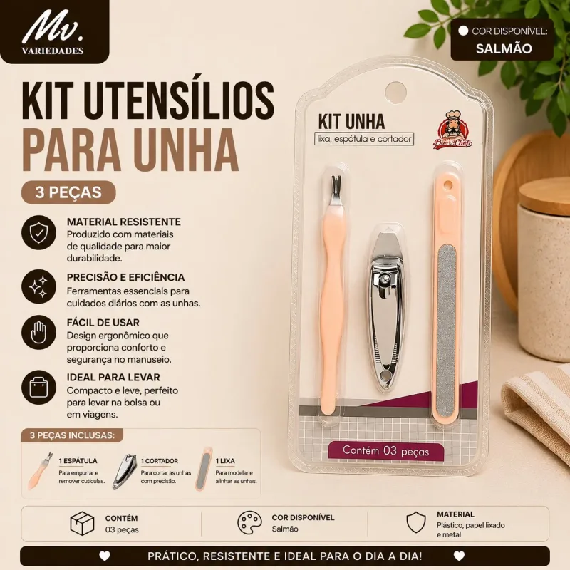 KIT UTENSÍLIOS PARA UNHA 3 PEÇAS