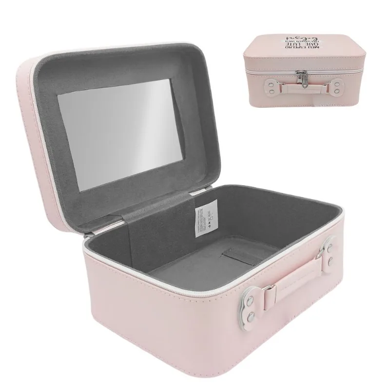 Maleta Organizadora C/ Alça 11,5x18,5cm em Poliéster Fu Xing-Modelo 1 Rosa Beleza