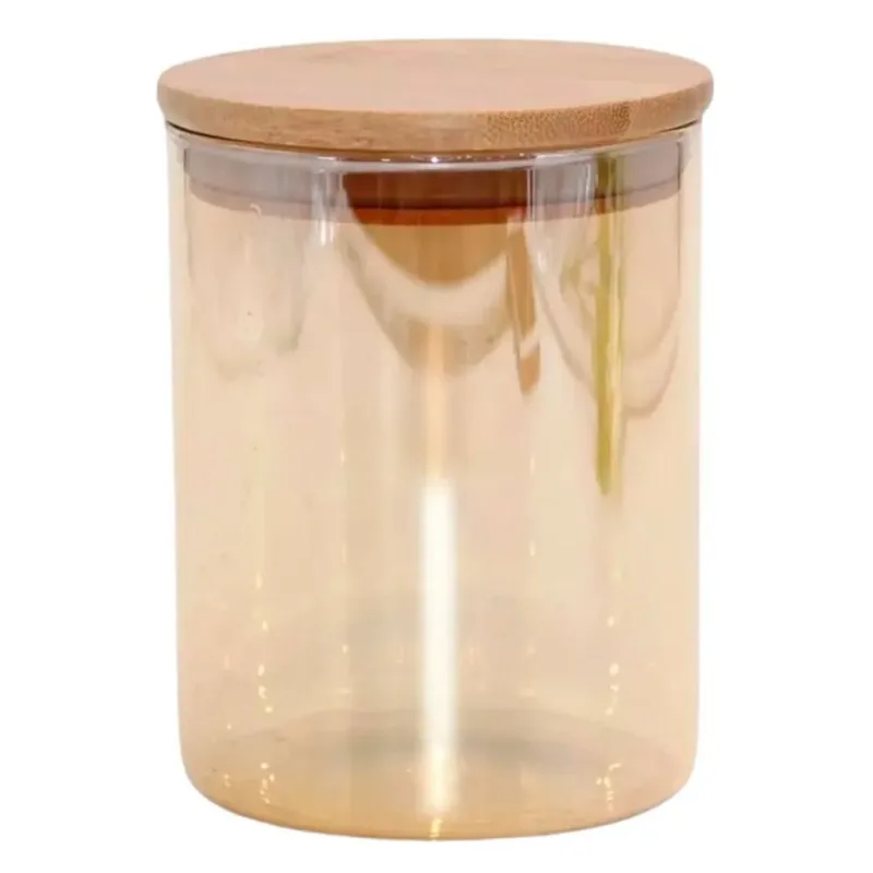 Pote Hermético C/ Tampa Bambu 580ml em Vidro Fu Xing