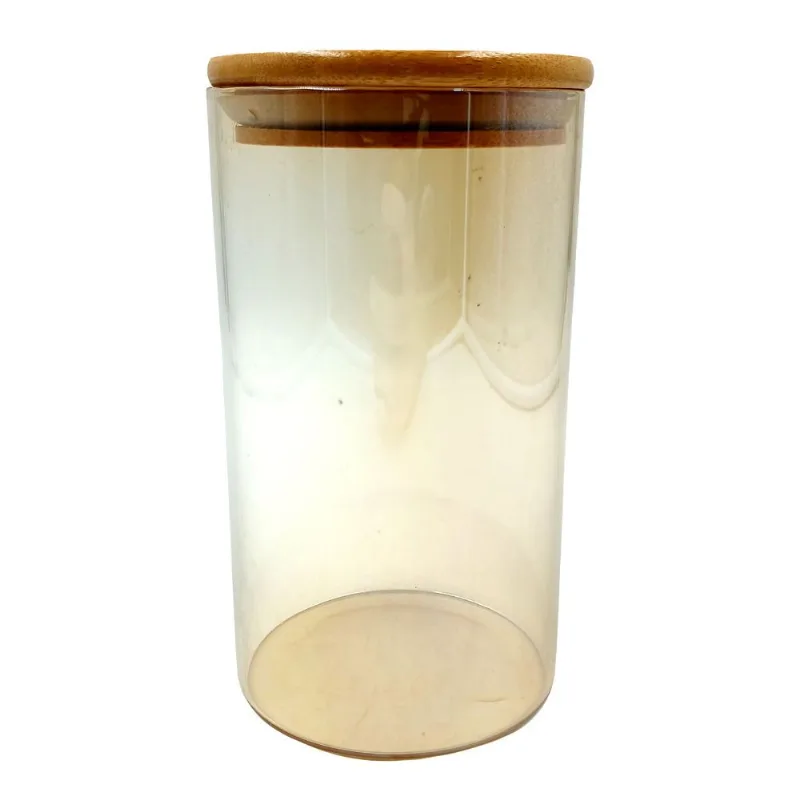 Pote Hermético C/ Tampa Bambu 700ml em Vidro Fu Xing
