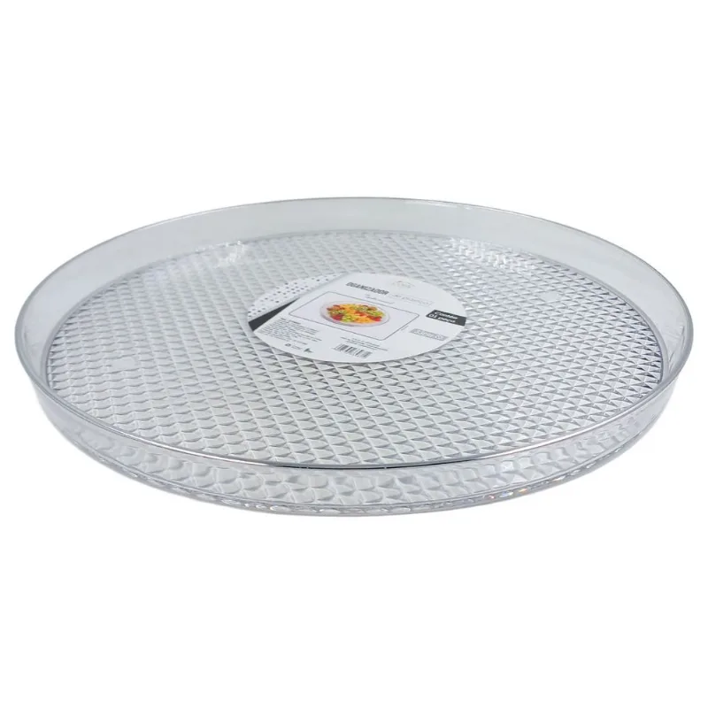 Bandeja Redonda 33X2cm em Plastico Fu Xing-Prata