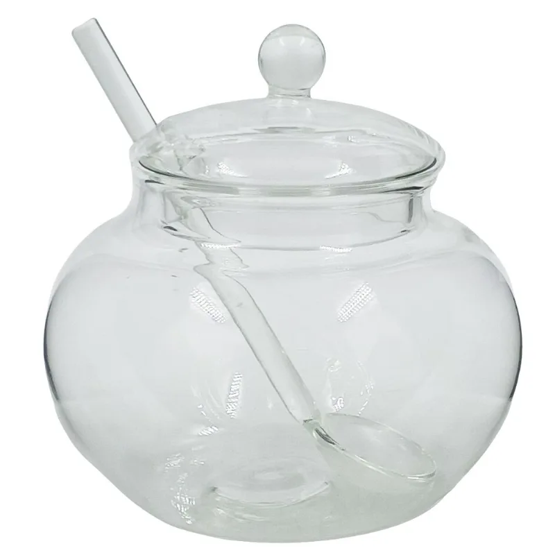 Porta Condimento C/ Colher 350ml em Vidro Fu Xing