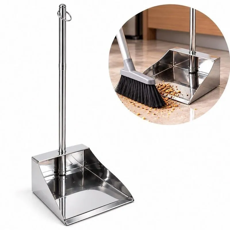 Pá Com Cabo Longo Boca Larga Em Metal Para Cozinha E Lavanderia Prateado Yeet
