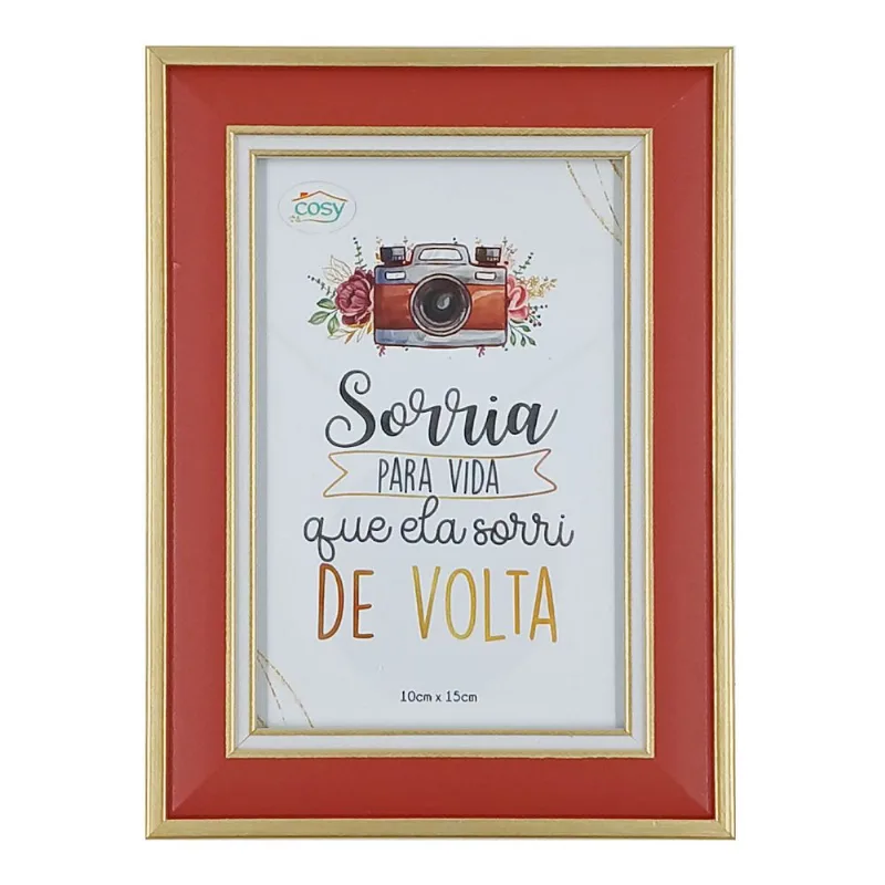 Porta Retrato Decorativo 10x15cm em Plástico Fu Xing-Vermelho