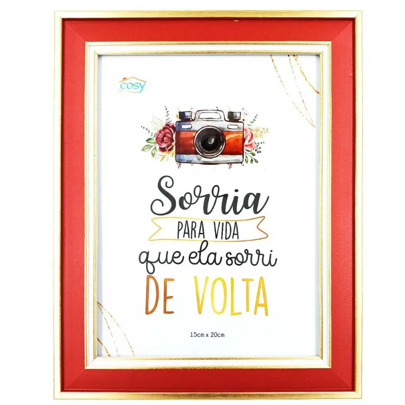 Porta Retrato Decorativo 15x20cm em Plástico Fu Xing-Vermelho