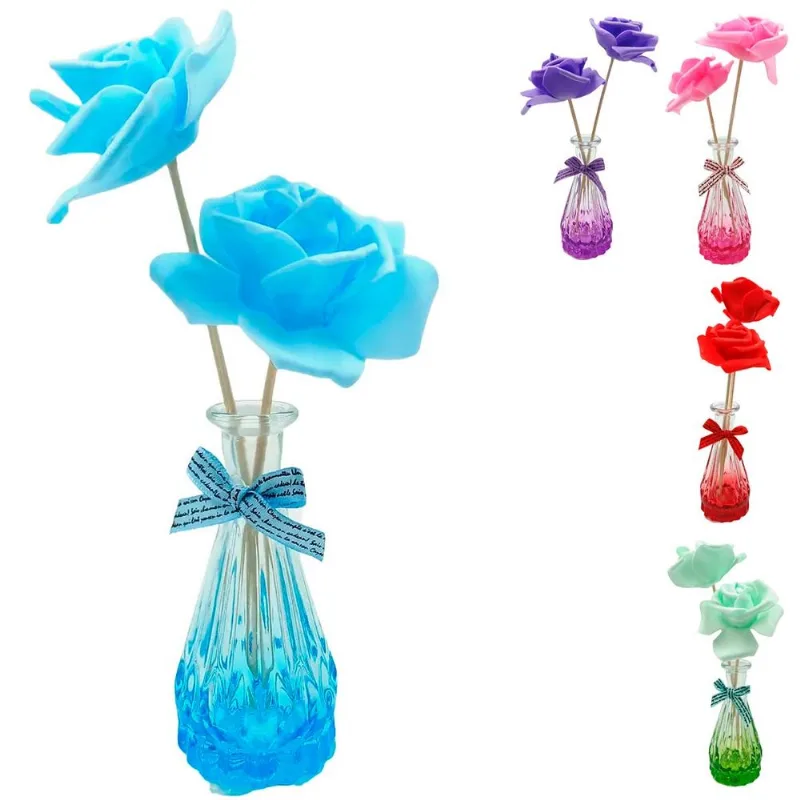 Frasco P/ Difusor Flor 21x5cm em Vidro Fu Xing-Cores Sortidas