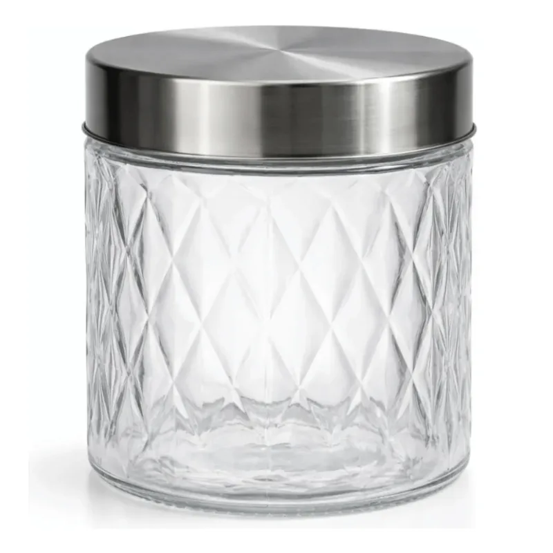 Pote de Vidro 800 ml com Tampa em Aço Inox - Linha Diamond - Cosy