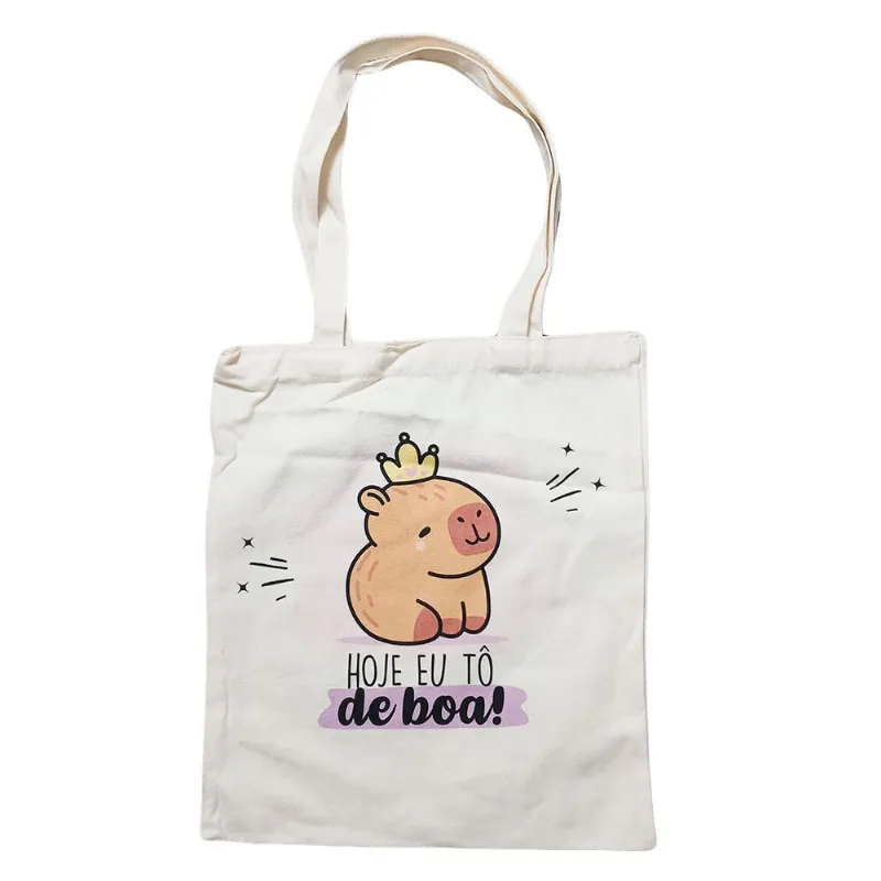 Sacola Reutilizável Capivara 34x39,5cm em Algodão Fu Xing-Modelo 1