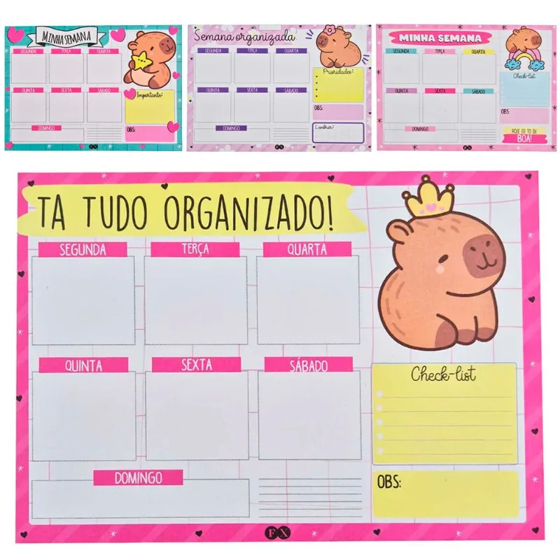 Bloco de Anotação Planner Capivara 21x15cm em Papel Fu Xing SORTIDOS