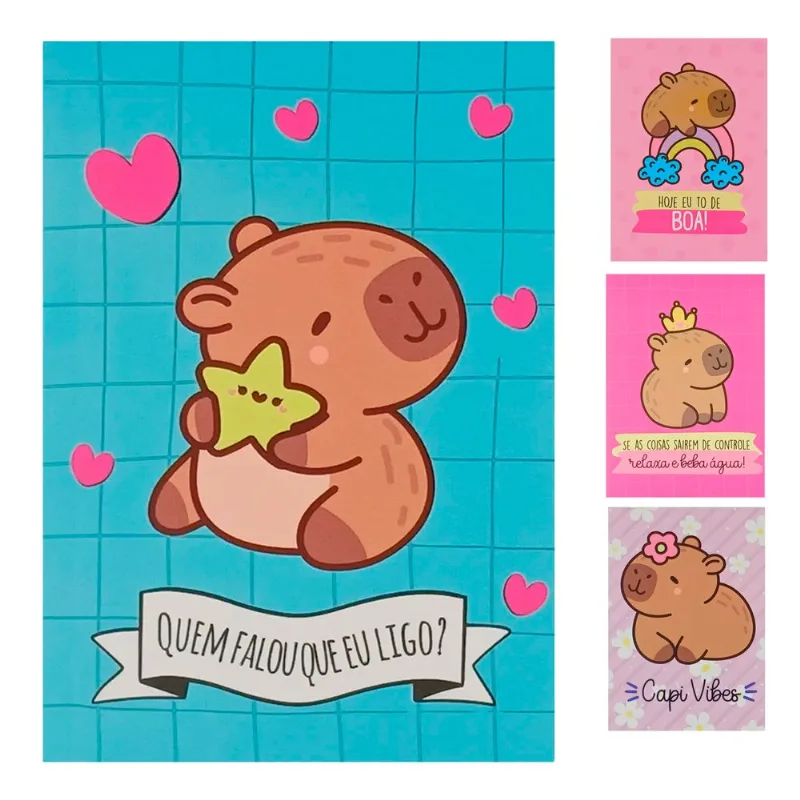 Bloco de Anotação Capivara 10,5x14,8cm em Papel Fu Xing-Cores Sortidas