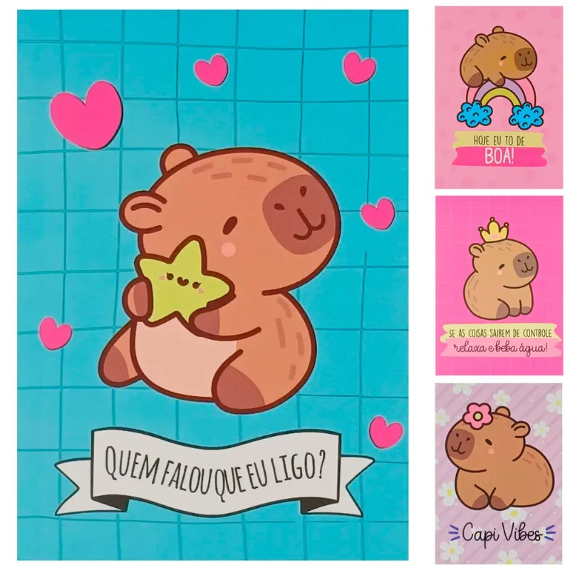 Bloco de Anotação Capivara 14,7x21cm em Papel Fu Xing SORTIDOS