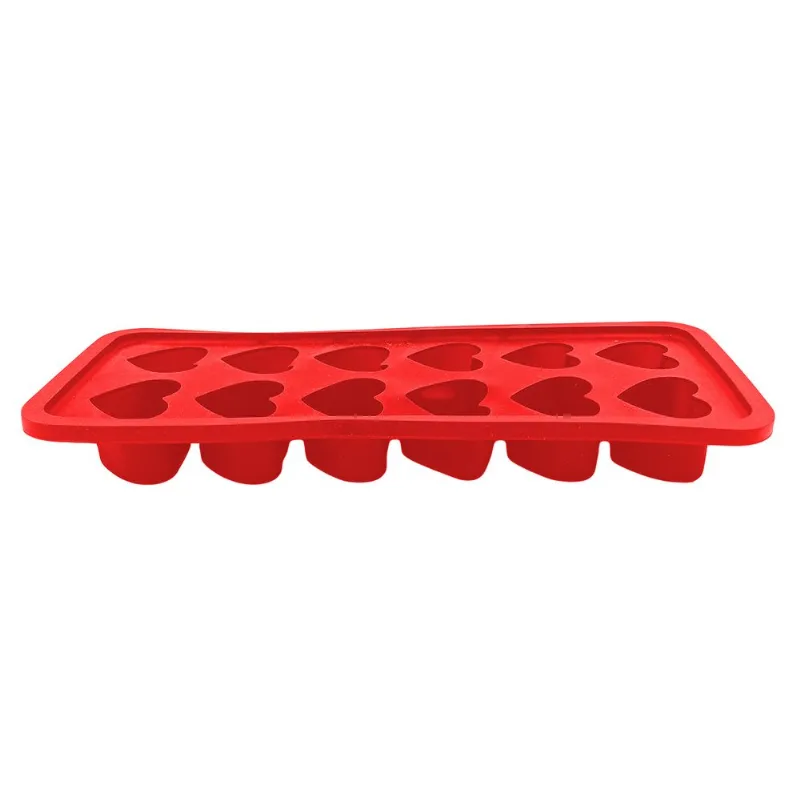 Forma de Gelo Coração 10,5x25cm em Silicone Fu Xing-Vermelho