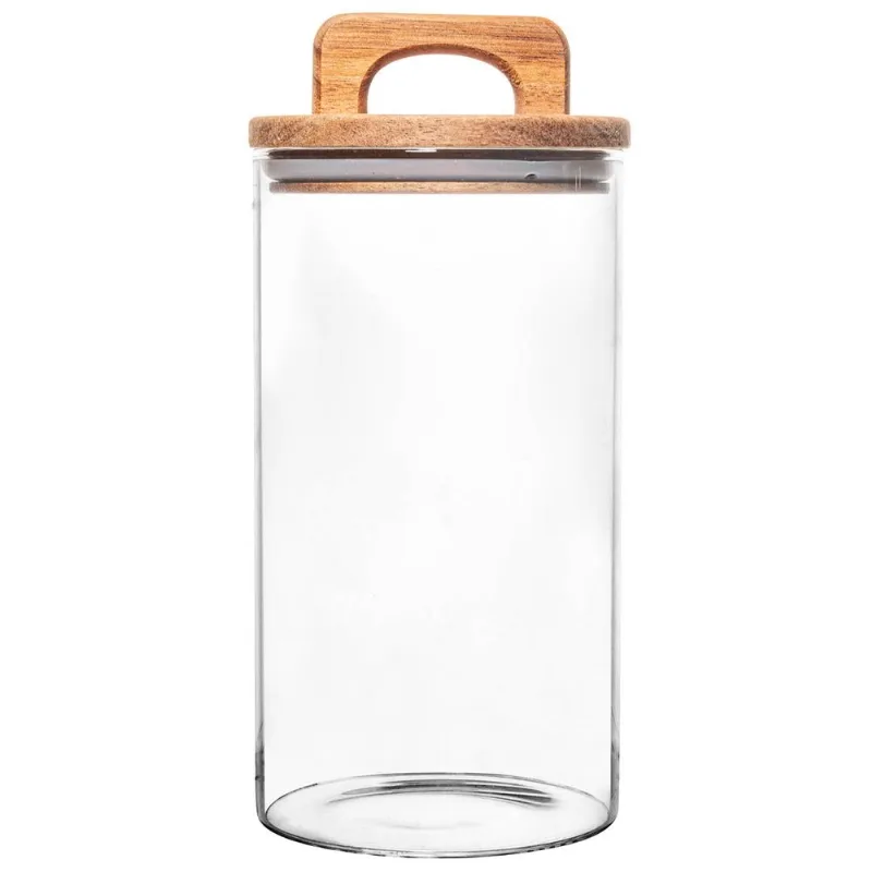 Pote Hermético C/ Tampa Bambu 900ml em Vidro Fu Xing