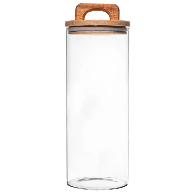 Pote Hermético C/ Tampa Bambu 1,2L em Vidro Fu Xing
