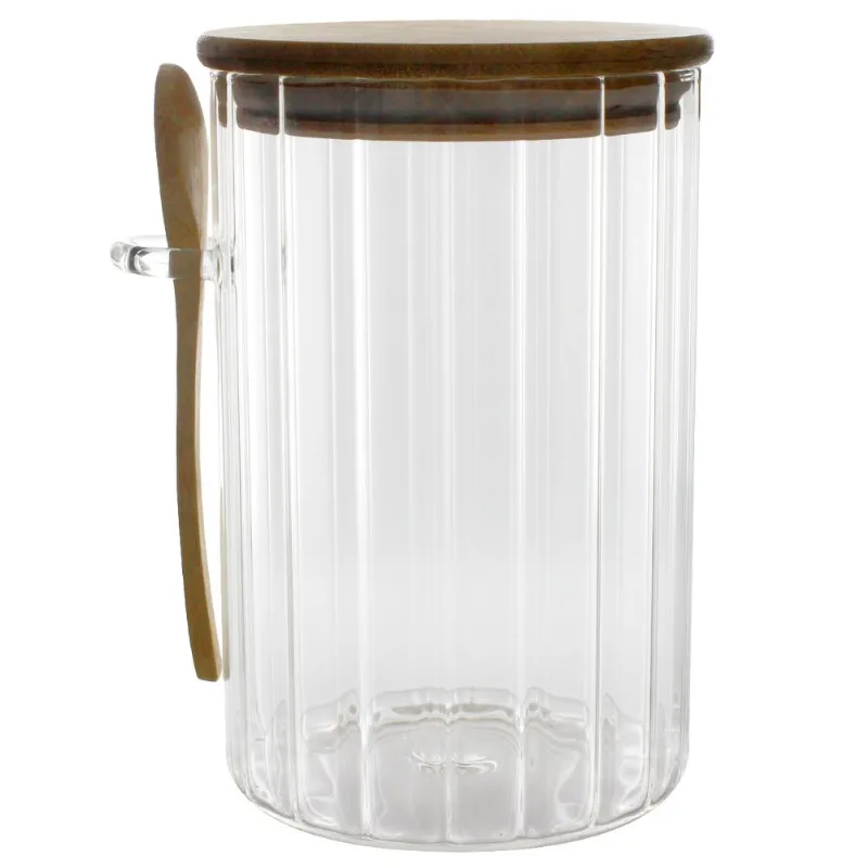 Pote Hermético C/ Tampa Bambu 850ml em Vidro Fu Xing