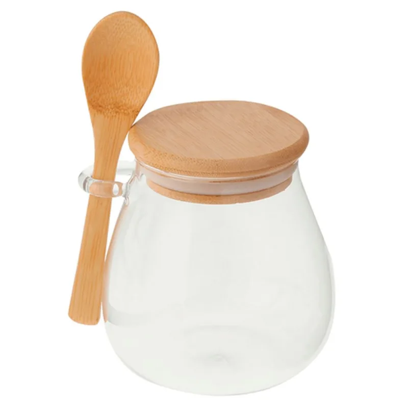 Pote Hermético C/ Tampa Bambu 410ml em Vidro Fu Xing