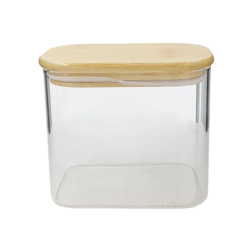 Pote Hermético C/ Tampa Bambu 640ml em Vidro Fu Xing