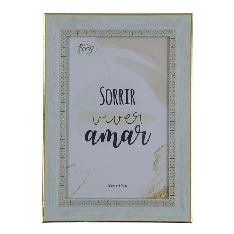 Porta Retrato Decorativo 10x15cm em Plástico Fu Xing-Azul