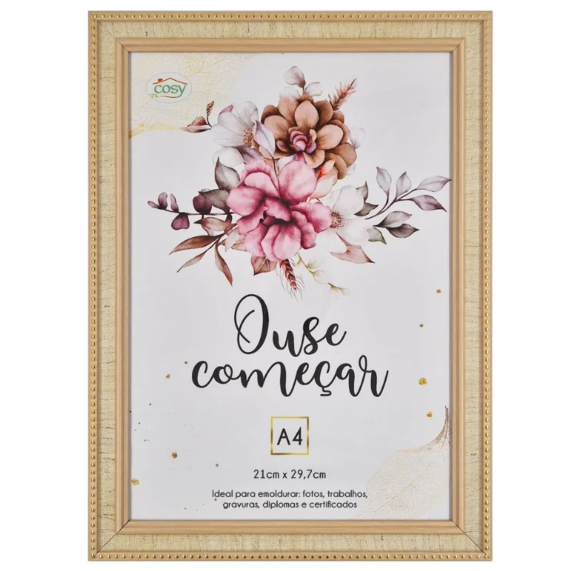 Porta Certificado Decorativo A4 21x29,7cm em Plástico Fu Xing-Bege