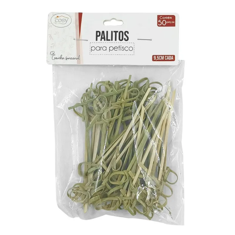 Jogo de Palito P/ Petiscos 50 Peças 9,5cm em Bambu Fu Xing