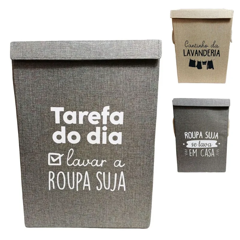 Cesto Organizador C/ Tampa 41x58cm em Tecido Fu Xing-Modelo sortidos