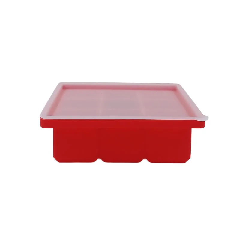 Forma de Gelo C/ Tampa 12x4cm em Silicone Fu Xing-Vermelho