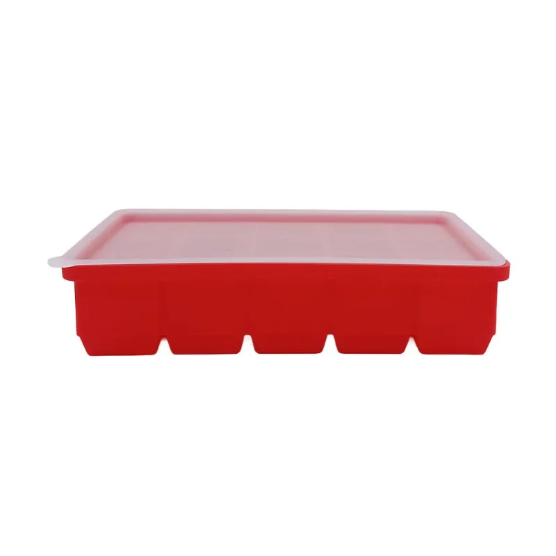 Forma de Gelo C/ Tampa 18x4cm em Silicone Fu Xing-Vermelho