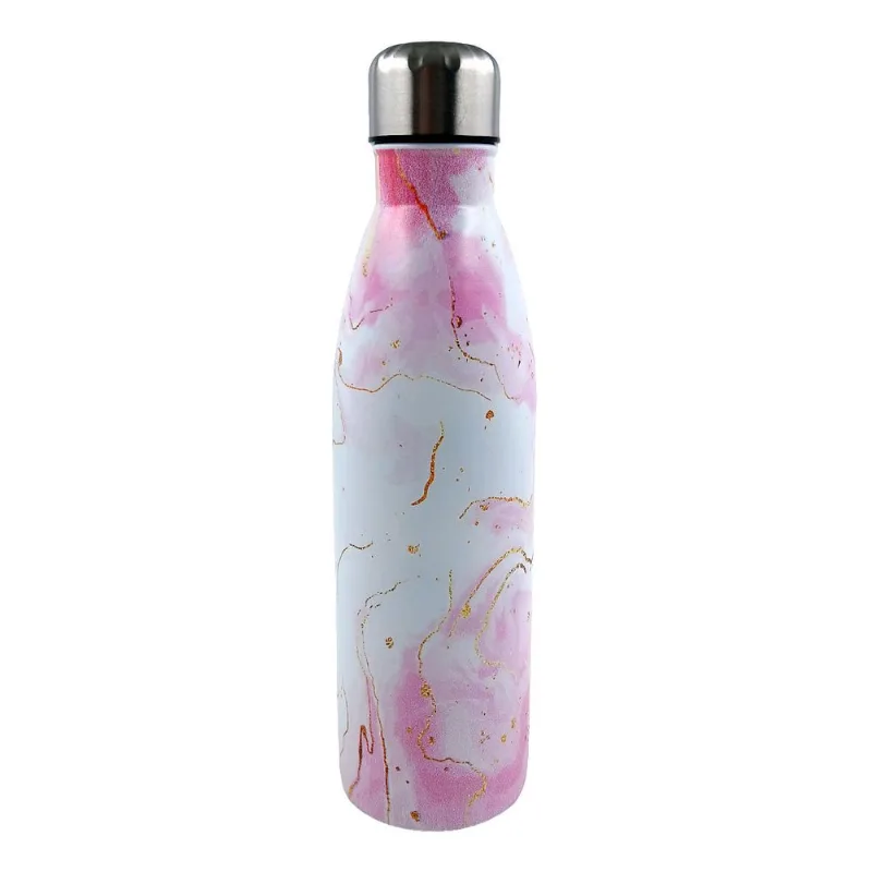 Garrafa Estampada 750ml em Metal Fu Xing-Rosa