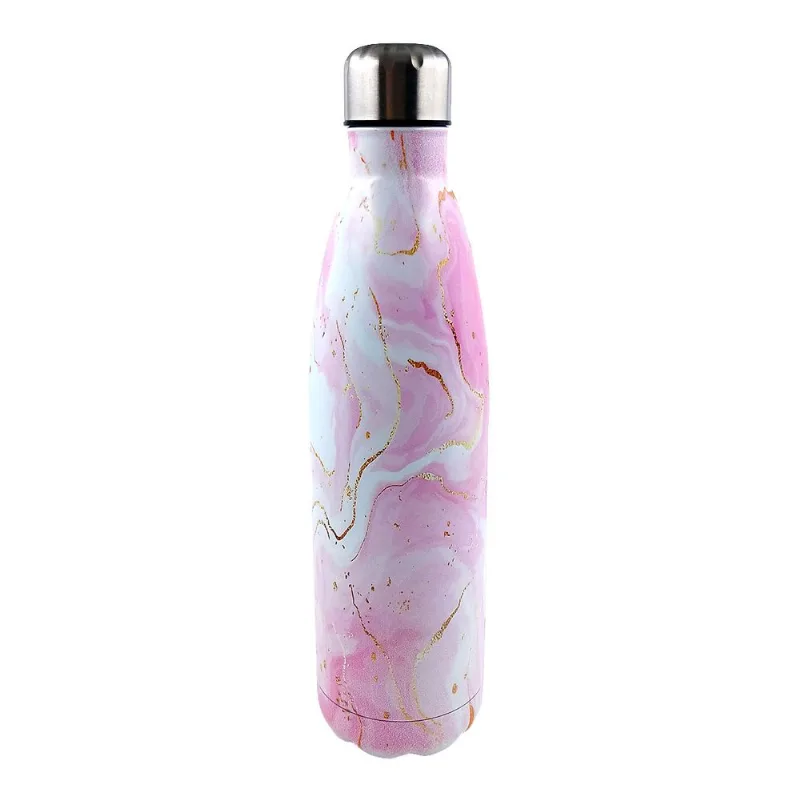Garrafa Estampada 1 Litro em Metal Fu Xing-Rosa