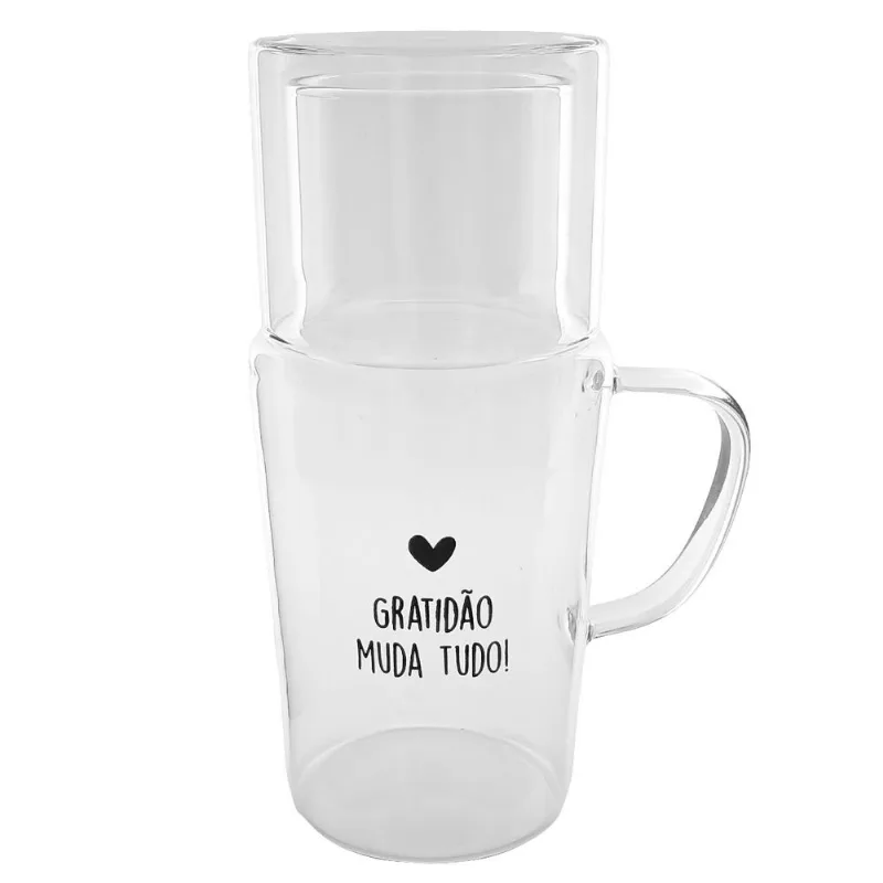 Moringa C/ Copo 680ml em Vidro Fu Xing
