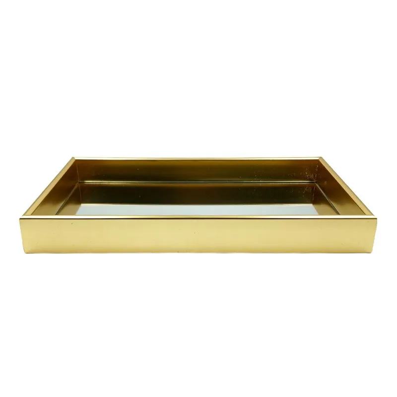 Bandeja Espelhada Decorativa 34x19x4cm Vidro Fu Xing