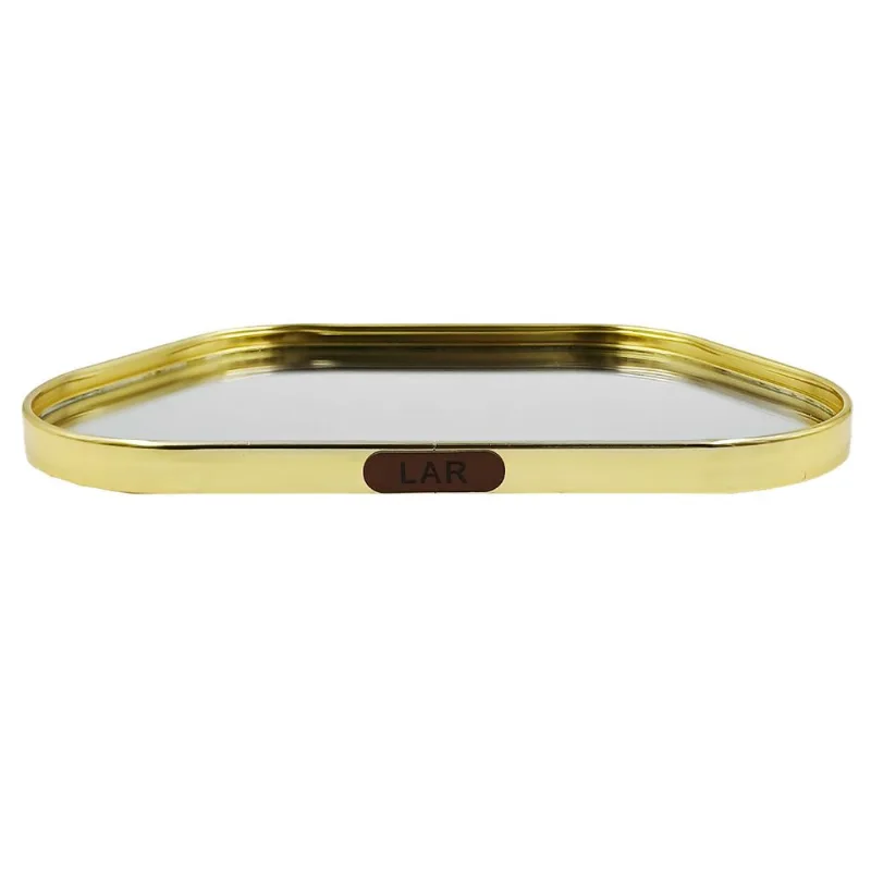 Bandeja Espelhada 15x25cm em Vidro Fu Xing-Dourado