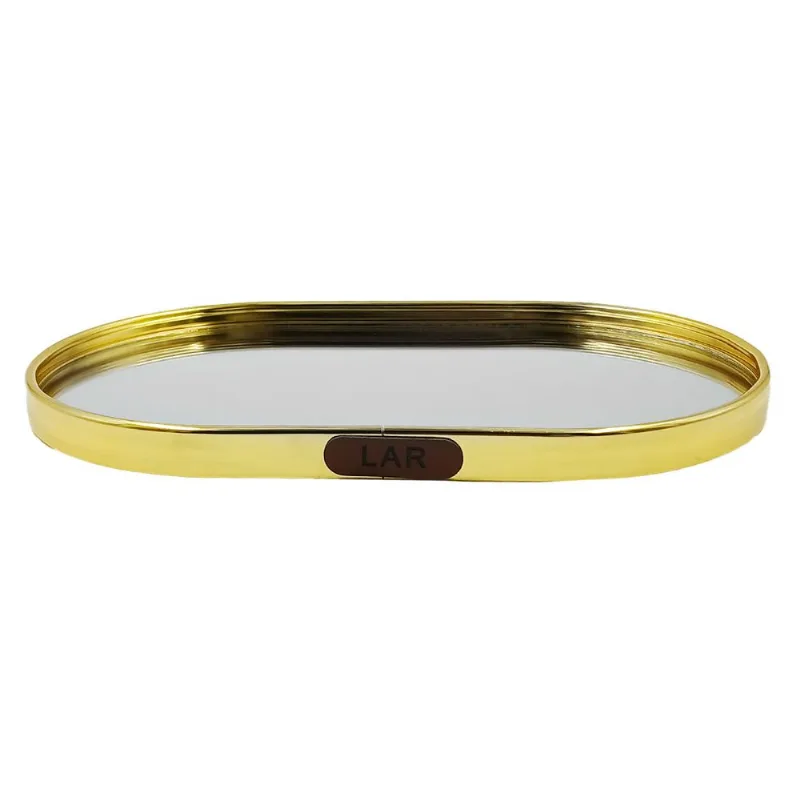 Bandeja Espelhada 15x24,5cm em Vidro Fu Xing-Dourado