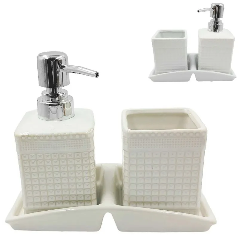 Kit de Banheiro Pilar 3 Peças em Porcelana Fu Xing-Cores Sortidas
