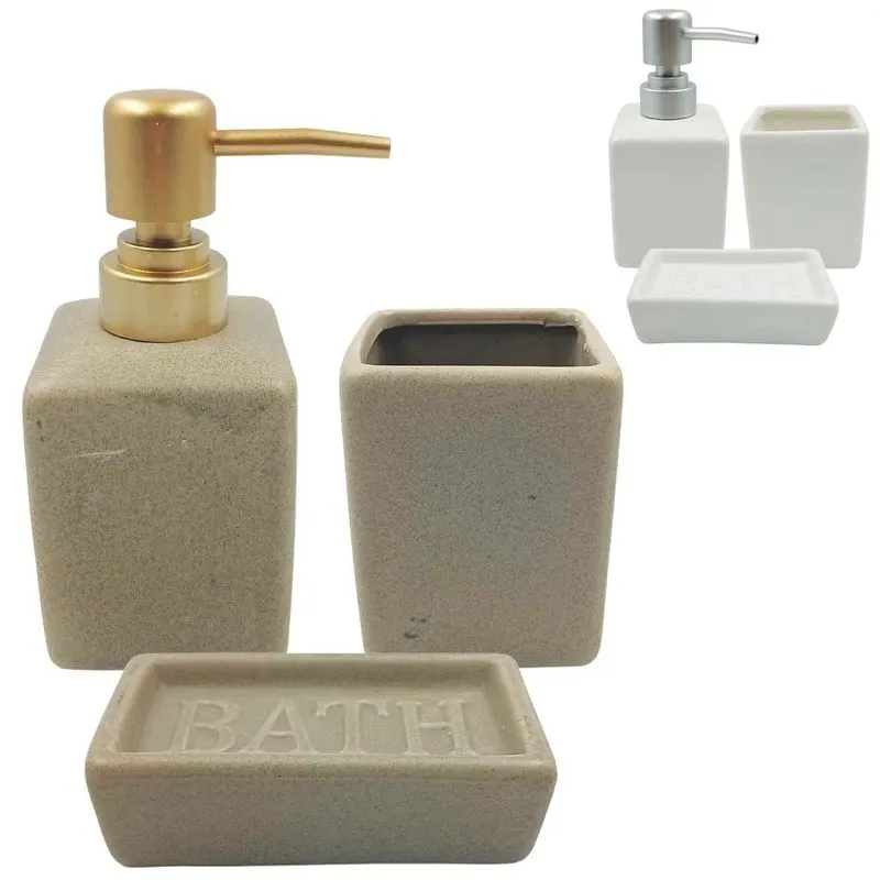 Kit de Banheiro 3 Peças em Porcelana Fu Xing-cores sortidas