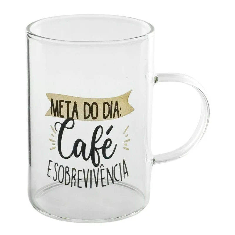 Caneca Divertida 225ml em Vidro Fu Xing-Modelo 1 Meta Do dia