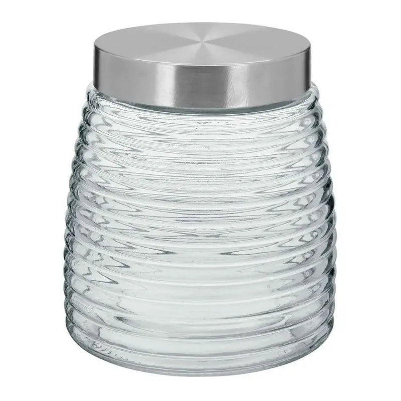 Pote C/ Tampa de Metal 1,3L em Vidro Fu Xing