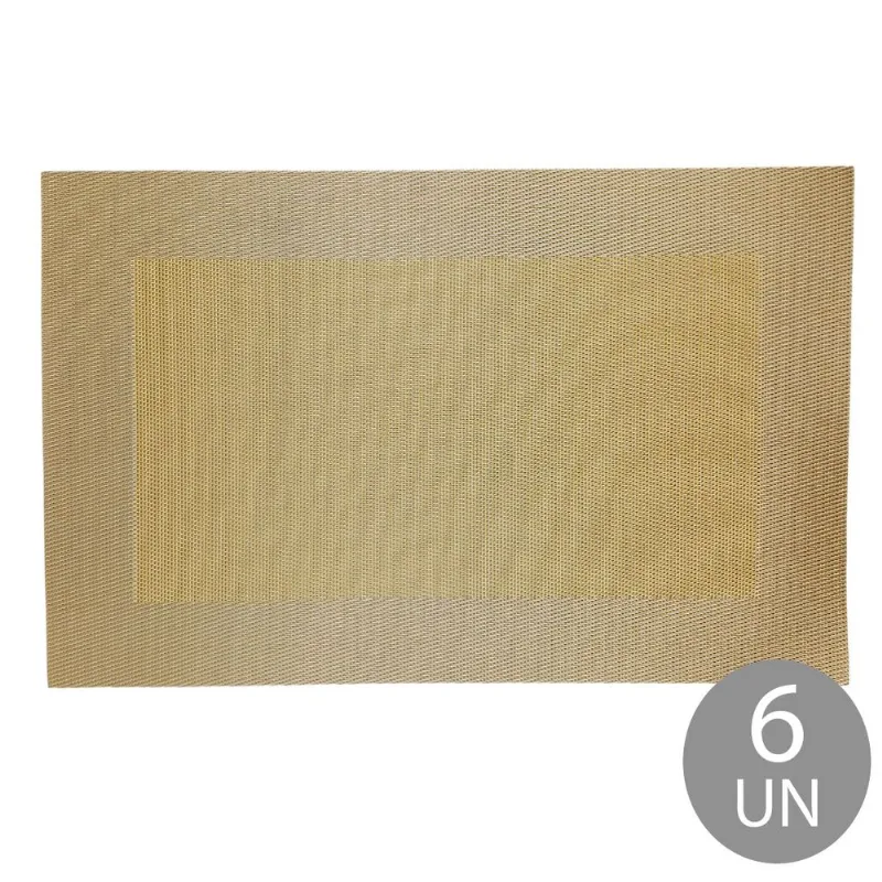 Jogo Americano 30x45cm 6 Peças em Plástico Fu Xing-Dourado