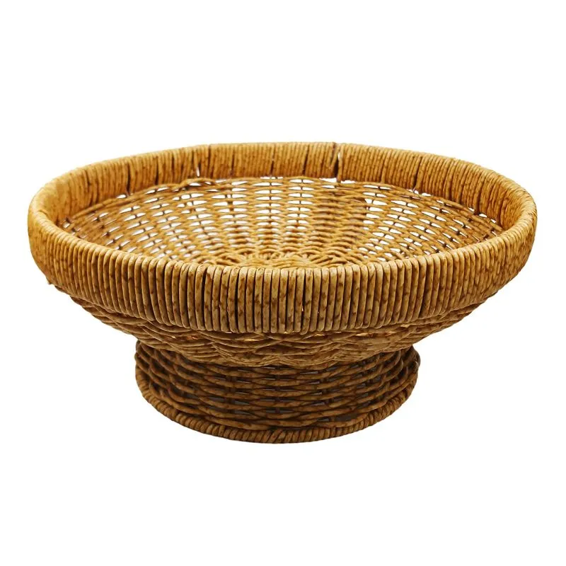 Fruteira Redonda Decorativa 28x12cm em Plástico Fu Xing-Bege