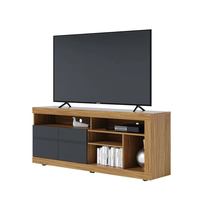Rack Bancada Macapá para TVs até 65 Polegadas 2 Portas Noce Milano/ Preto Fosco - Colibri
