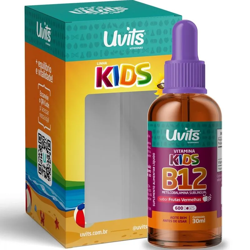 Vitamina B12 kids uvits sabor: frutas vermelhas