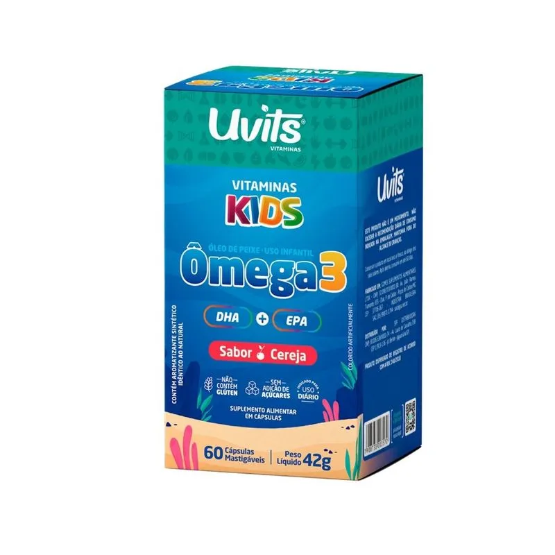 Ômega 3 Kids dha + epa - 60 Cápsulas - Uvits - Sabor Cereja
